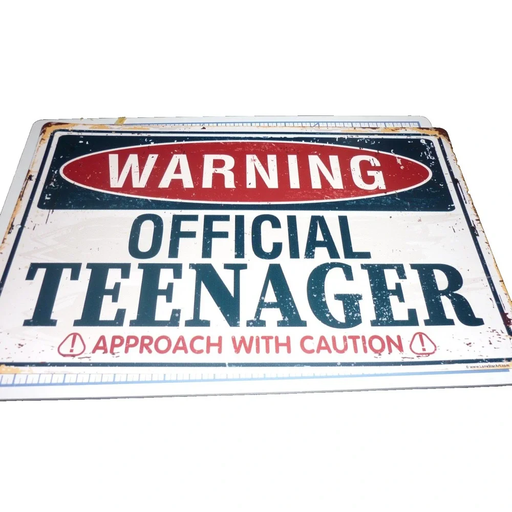 Warning Official‎ Teenager Metal Sign Funny Teen Bedroom Wall Art Decor